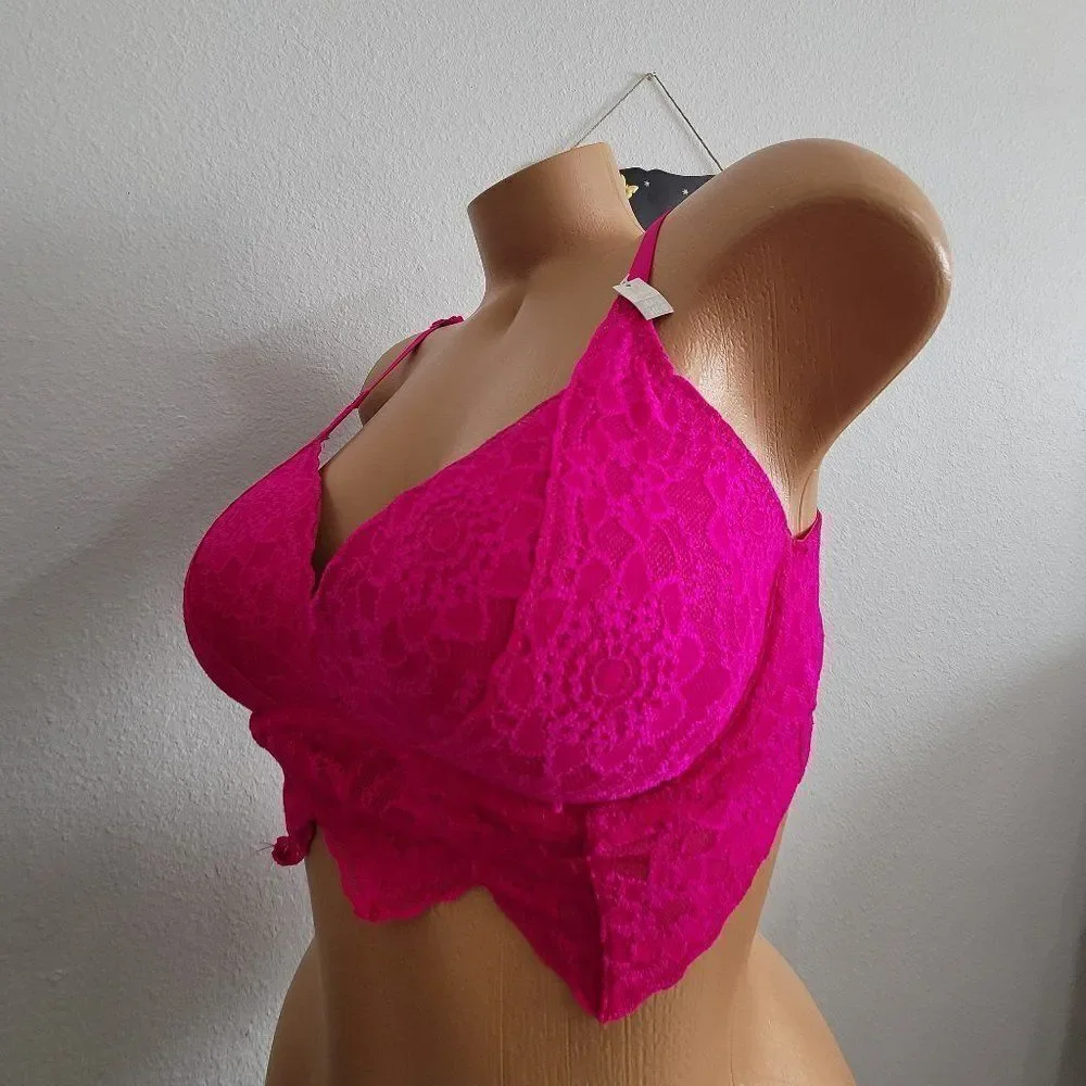 1149 SMALL Victoria's Secret Pink Floral Lace Push Up Bralette.NWT